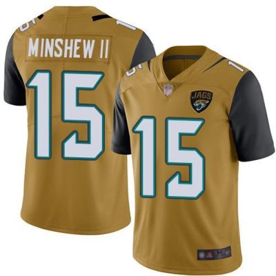 Nike Jacksonville Jaguars #15 Gardner Minshew II Gold Stitched NFL Limited Rush Jersey