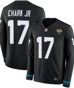 Nike Jacksonville Jaguars #17 DJ Chark Jr Black Team Color Stitched NFL Limited Therma Long Sleeve Jersey