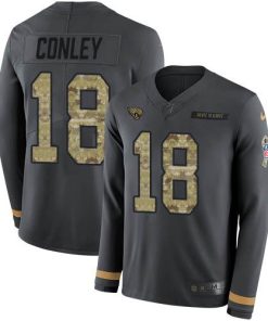 Nike Jacksonville Jaguars #18 Chris Conley Anthracite Salute to Service Stitched NFL Limited Therma Long Sleeve Jersey