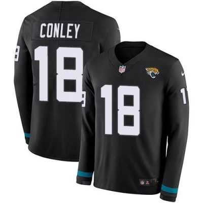 Nike Jacksonville Jaguars #18 Chris Conley Black Team Color Stitched NFL Limited Therma Long Sleeve Jersey