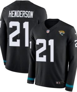Nike Jacksonville Jaguars #21 C.J. Henderson Black Team Color Stitched NFL Limited Therma Long Sleeve Jersey