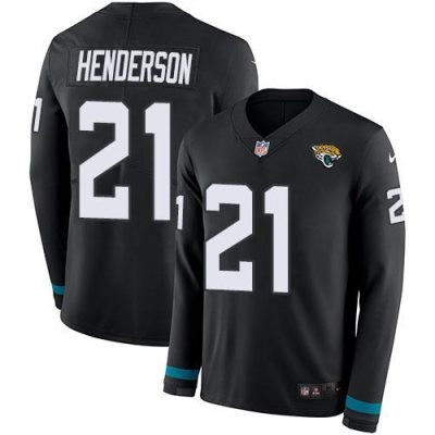 Nike Jacksonville Jaguars #21 C.J. Henderson Black Team Color Stitched NFL Limited Therma Long Sleeve Jersey