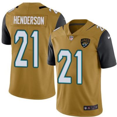Nike Jacksonville Jaguars #21 C.J. Henderson Gold Stitched NFL Limited Rush Jersey