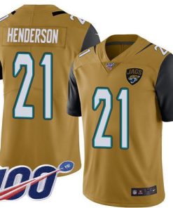 Nike Jacksonville Jaguars #21 C.J. Henderson Gold Stitched NFL Limited Rush 100th Season Jersey