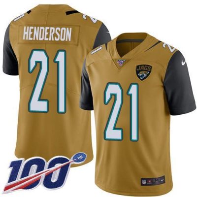 Nike Jacksonville Jaguars #21 C.J. Henderson Gold Stitched NFL Limited Rush 100th Season Jersey