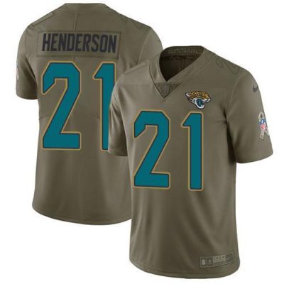Nike Jacksonville Jaguars #21 C.J. Henderson Olive Stitched NFL Limited 2017 Salute To Service Jersey