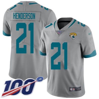 Nike Jacksonville Jaguars #21 C.J. Henderson Silver Stitched NFL Limited Inverted Legend 100th Season Jersey
