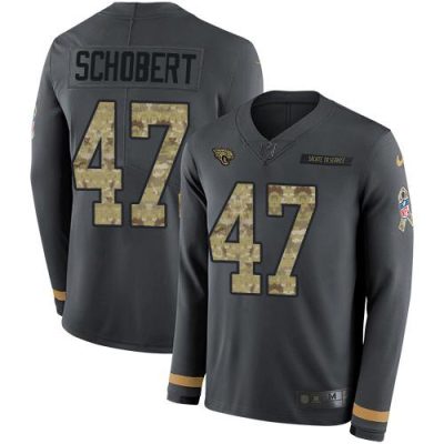 Nike Jacksonville Jaguars #47 Joe Schobert Anthracite Salute to Service Stitched NFL Limited Therma Long Sleeve Jersey