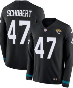 Nike Jacksonville Jaguars #47 Joe Schobert Black Team Color Stitched NFL Limited Therma Long Sleeve Jersey