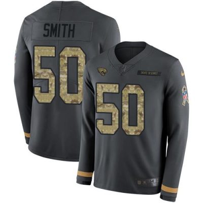 Nike Jacksonville Jaguars #50 Telvin Smith Anthracite Salute to Service Stitched NFL Limited Therma Long Sleeve Jersey