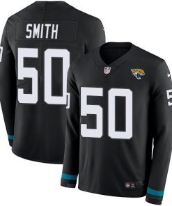 Nike Jacksonville Jaguars #50 Telvin Smith Black Team Color Stitched NFL Limited Therma Long Sleeve Jersey