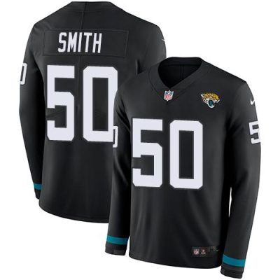 Nike Jacksonville Jaguars #50 Telvin Smith Black Team Color Stitched NFL Limited Therma Long Sleeve Jersey