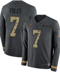 Nike Jacksonville Jaguars #7 Nick Foles Anthracite Salute to Service Stitched NFL Limited Therma Long Sleeve Jersey