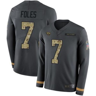 Nike Jacksonville Jaguars #7 Nick Foles Anthracite Salute to Service Stitched NFL Limited Therma Long Sleeve Jersey