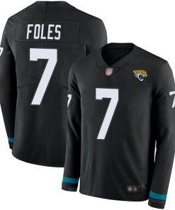 Nike Jacksonville Jaguars #7 Nick Foles Black Team Color Stitched NFL Limited Therma Long Sleeve Jersey