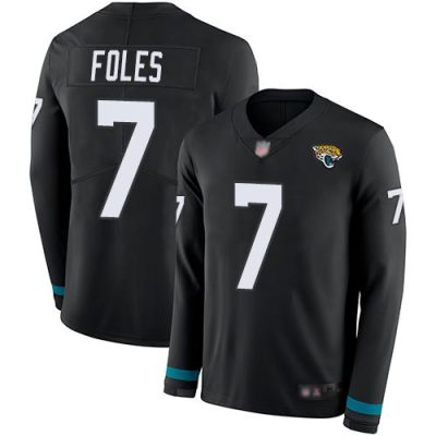 Nike Jacksonville Jaguars #7 Nick Foles Black Team Color Stitched NFL Limited Therma Long Sleeve Jersey