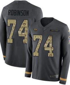 Nike Jacksonville Jaguars #74 Cam Robinson Anthracite Salute to Service Stitched NFL Limited Therma Long Sleeve Jersey