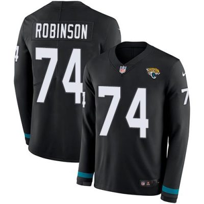 Nike Jacksonville Jaguars #74 Cam Robinson Black Team Color Stitched NFL Limited Therma Long Sleeve Jersey