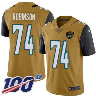 Nike Jacksonville Jaguars #74 Cam Robinson Gold Stitched NFL Limited Rush 100th Season Jersey