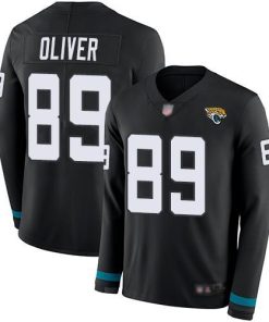 Nike Jacksonville Jaguars #89 Josh Oliver Black Team Color Stitched NFL Limited Therma Long Sleeve Jersey