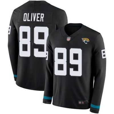 Nike Jacksonville Jaguars #89 Josh Oliver Black Team Color Stitched NFL Limited Therma Long Sleeve Jersey