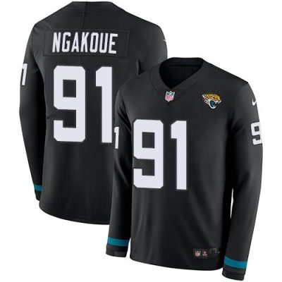 Nike Jacksonville Jaguars #91 Yannick Ngakoue Black Team Color Stitched NFL Limited Therma Long Sleeve Jersey