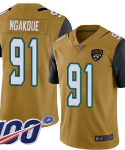 Nike Jacksonville Jaguars #91 Yannick Ngakoue Gold Stitched NFL Limited Rush 100th Season Jersey