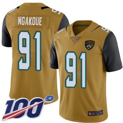 Nike Jacksonville Jaguars #91 Yannick Ngakoue Gold Stitched NFL Limited Rush 100th Season Jersey