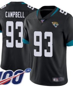 Nike Jacksonville Jaguars #93 Calais Campbell Black Team Color Stitched NFL 100th Season Vapor Limited Jersey