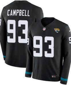 Nike Jacksonville Jaguars #93 Calais Campbell Black Team Color Stitched NFL Limited Therma Long Sleeve Jersey