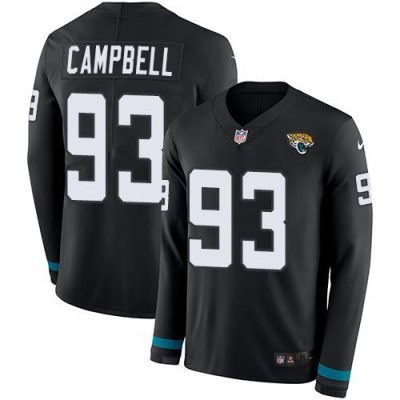 Nike Jacksonville Jaguars #93 Calais Campbell Black Team Color Stitched NFL Limited Therma Long Sleeve Jersey