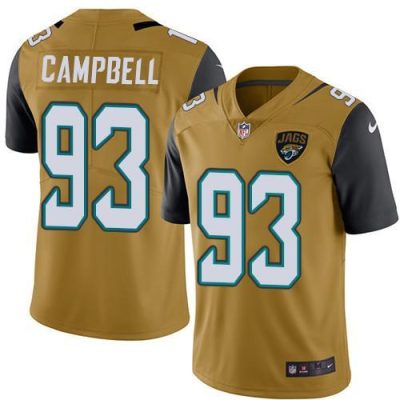 Nike Jacksonville Jaguars #93 Calais Campbell Gold Stitched NFL Limited Rush Jersey