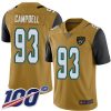 Nike Jacksonville Jaguars #93 Calais Campbell Gold Stitched NFL Limited Rush 100th Season Jersey