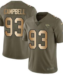 Nike Jacksonville Jaguars #93 Calais Campbell Olive/Gold Stitched NFL Limited 2017 Salute To Service Jersey