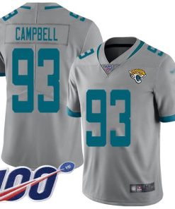 Nike Jacksonville Jaguars #93 Calais Campbell Silver Stitched NFL Limited Inverted Legend 100th Season Jersey