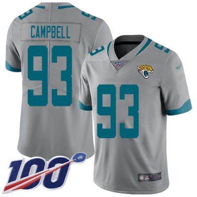 Nike Jacksonville Jaguars #93 Calais Campbell Silver Stitched NFL Limited Inverted Legend 100th Season Jersey