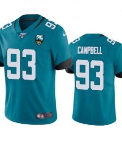 Nike Jacksonville Jaguars #93 Calais Campbell Teal 25th Anniversary Vapor Limited Stitched NFL 100th Season Jersey