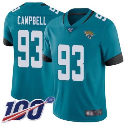 Nike Jacksonville Jaguars #93 Calais Campbell Teal Green Alternate Stitched NFL 100th Season Vapor Limited Jersey