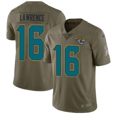 Nike Jaguars #16 Trevor Lawrence Olive Stitched NFL Limited 2017 Salute To Service Jersey