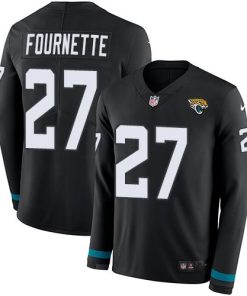 Nike Jaguars #27 Leonard Fournette Black Team Color Stitched NFL Limited Therma Long Sleeve Jersey