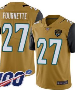 Nike Jaguars #27 Leonard Fournette Gold Stitched NFL Limited Rush 100th Season Jersey