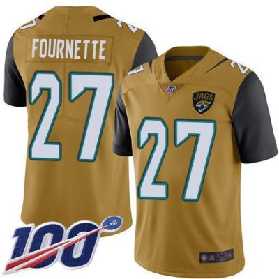 Nike Jaguars #27 Leonard Fournette Gold Stitched NFL Limited Rush 100th Season Jersey
