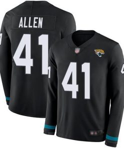 Nike Jaguars #41 Josh Allen Black Team Color Stitched NFL Limited Therma Long Sleeve Jersey