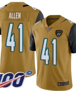 Nike Jaguars #41 Josh Allen Gold Stitched NFL Limited Rush 100th Season Jersey
