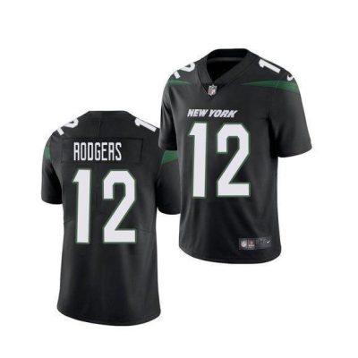Nike Jets #12 Aaron Rodgers Black Alternate Stitched NFL Vapor Untouchable Limited Jersey