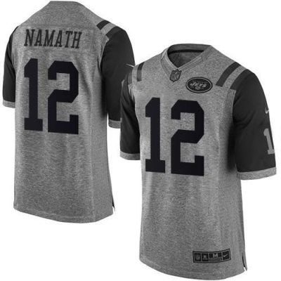 Nike Jets #12 Joe Namath Gray Stitched NFL Limited Gridiron Gray Jersey