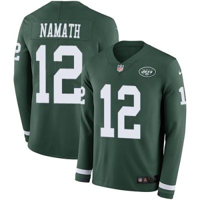 Nike Jets #12 Joe Namath Green Team Color Stitched NFL Limited Therma Long Sleeve Jersey
