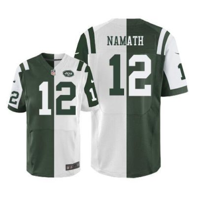 Nike Jets #12 Joe Namath Green/White Stitched NFL Elite Split Jersey