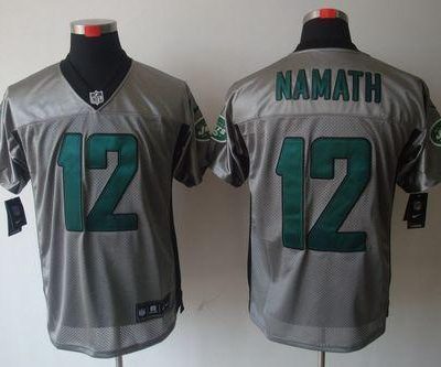 Nike Jets #12 Joe Namath Grey Shadow Stitched NFL Elite Jersey