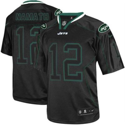 Nike Jets #12 Joe Namath Lights Out Black Stitched NFL Elite Jersey